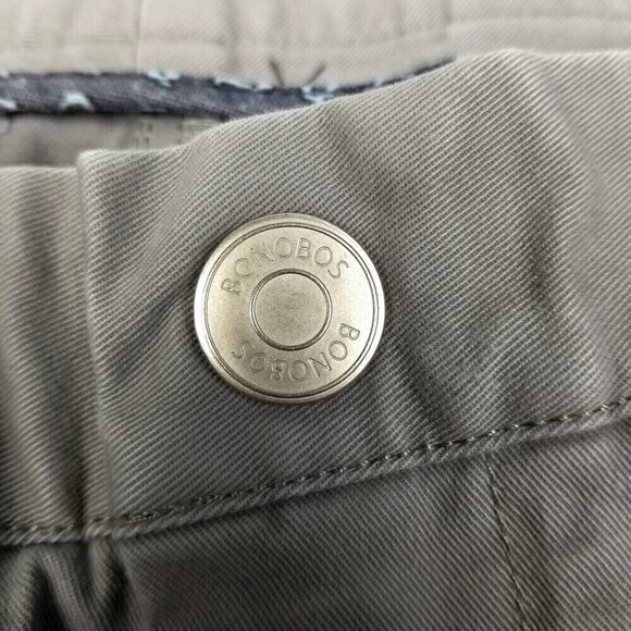 BONOBOS Stretch Washed Straight Leg Casual Chino Pants Mens 35 Light Gray Taupe - Picture 6 of 8